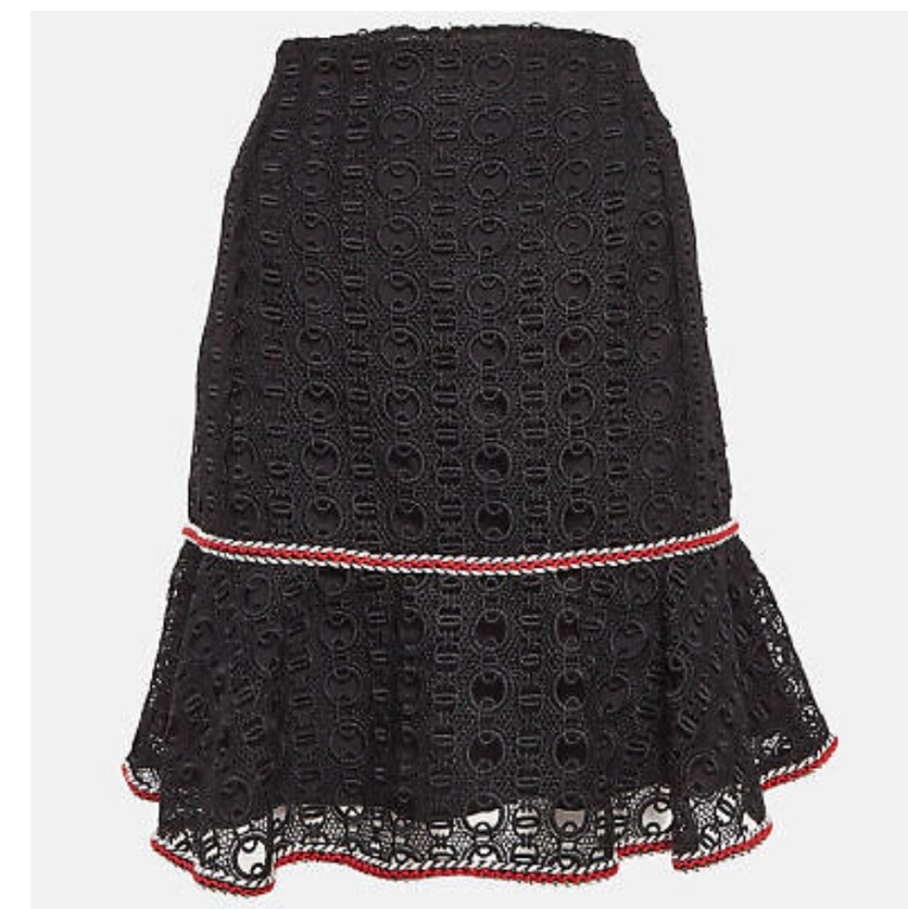 SANDRO PARIS CHAIN-LINK BLACK GRUIPE LACE MINI SKIRT SIZE S